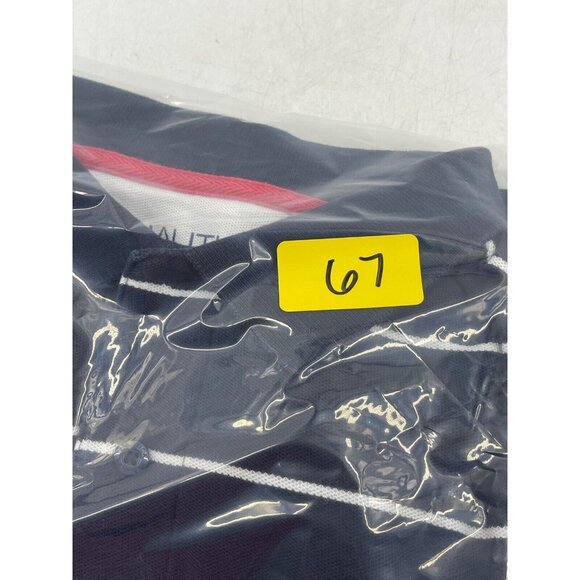 Nautica Men's Polo Shirt Performance Deck Shirt Sz XL Navy Blue Red Logo Striped - Picture 10 of 10